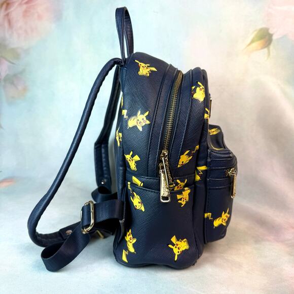 Loungefly X Pokemon Pikachu All Over Print Navy Blue & Yellow Mini Backpack